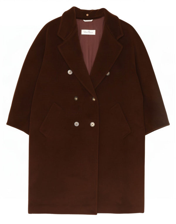 Max Mara Womens Oversized Double Breasted Coat UK 14 Large Brown