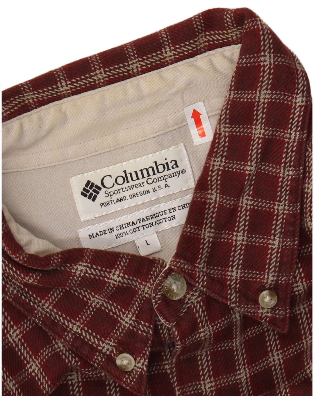 COLUMBIA Mens Flannel Shirt Large Burgundy Check Cotton