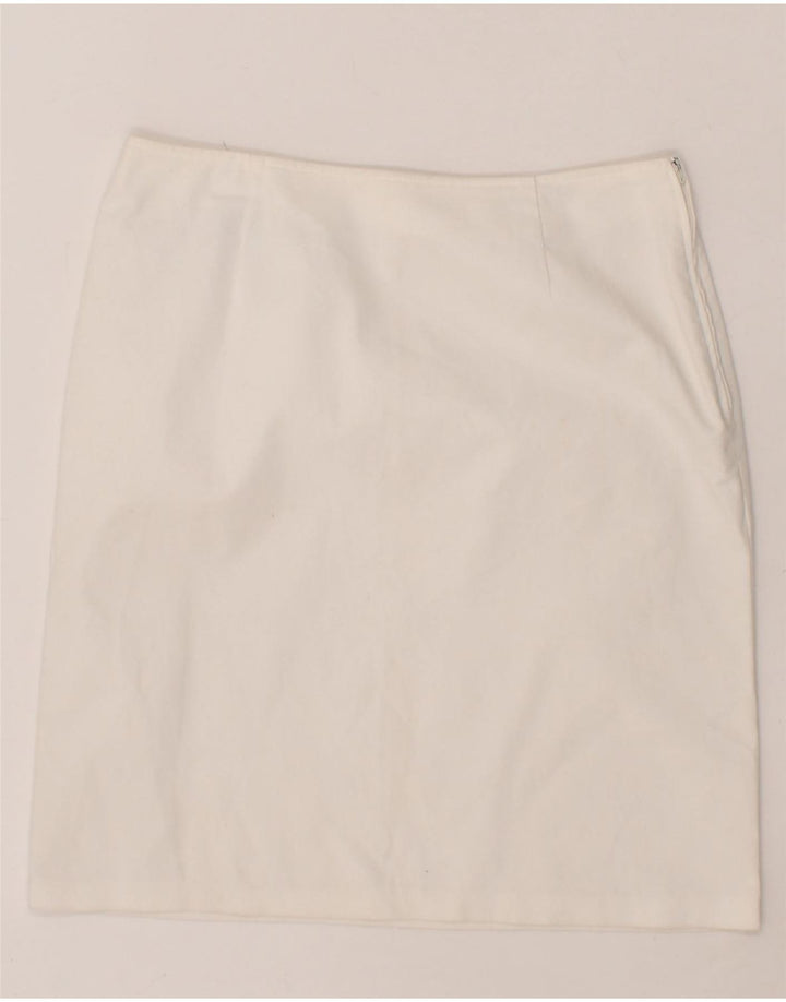 BENETTON Womens Straight Skirt IT 44 Medium W30  White Cotton Vintage Benetton and Second-Hand Benetton from Messina Hembry 