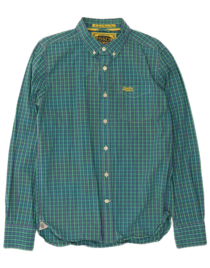 Superdry Mens Shirt Large Blue Check Cotton