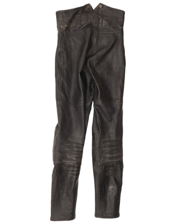Louis Womens High Waist Capri Trousers EU 38 Small W25 L30 Black Biker