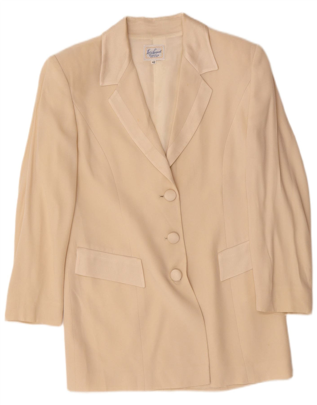 LUISA SPAGNOLI Womens 3 Button Blazer Jacket IT 42 Medium Beige Acetate