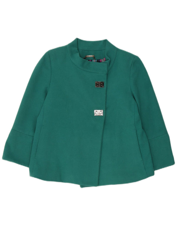 Roccobarocco Womens 3/4 Sleeve Bomber Jacket IT 44 Medium Green Polyester