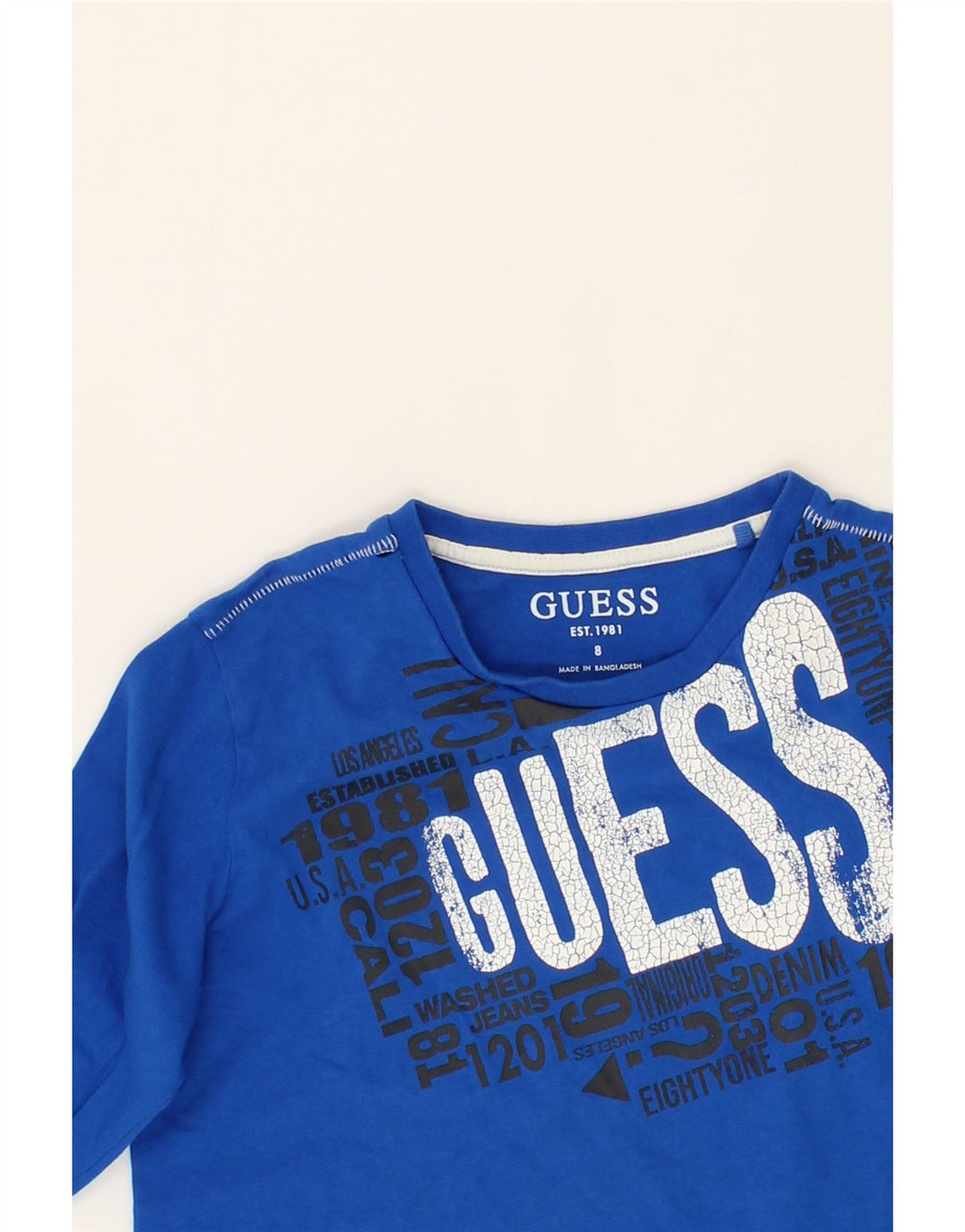 GUESS Boys Graphic Top Long Sleeve 7-8 Years Blue Cotton Vintage Guess and Second-Hand Guess from Messina Hembry 