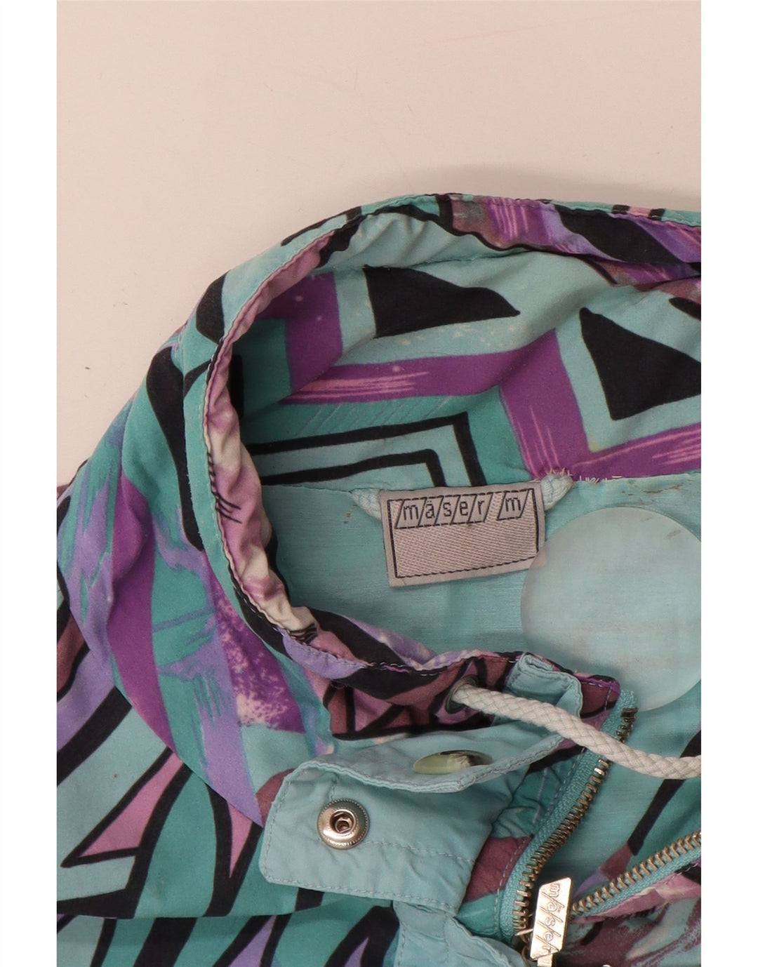 Maser M Womens Oversized Raincoat UK 10 Small Turquoise Geometric