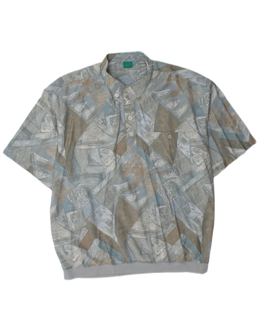 CANDA Mens Abstract Pattern Short Sleeve Pullover Shirt 2XL Blue Viscose