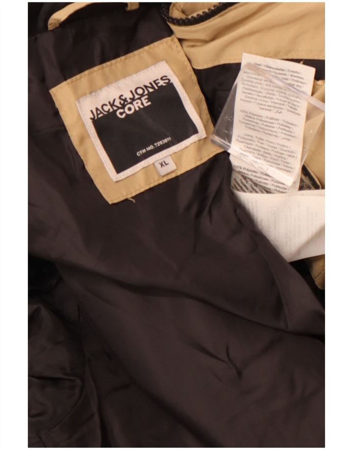 Jack & Jones Mens Hooded Padded Jacket UK 42 XL Beige Polyester