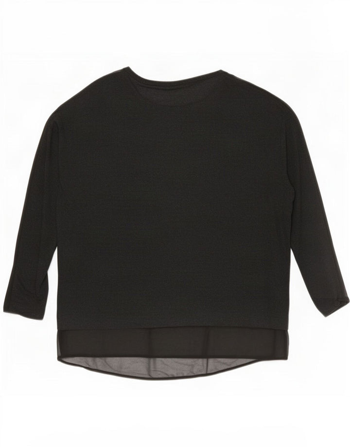 Zara Womens Oversized Top Long Sleeve UK 14 Medium Black Viscose