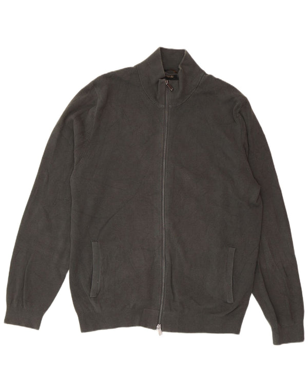 MASSIMO DUTTI Mens Cardigan Sweater 2XL Grey Cotton