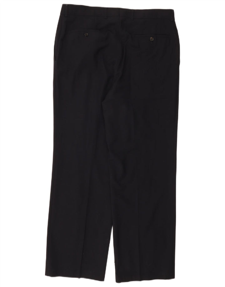 HUGO BOSS Womens Straight Suit Trousers W34 L31 Navy Blue Virgin Wool