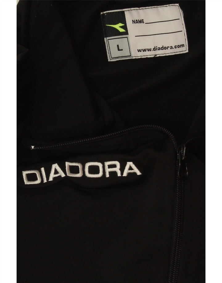 Diadora Mens Graphic Tracksuit Top Jacket Large Black Polyester