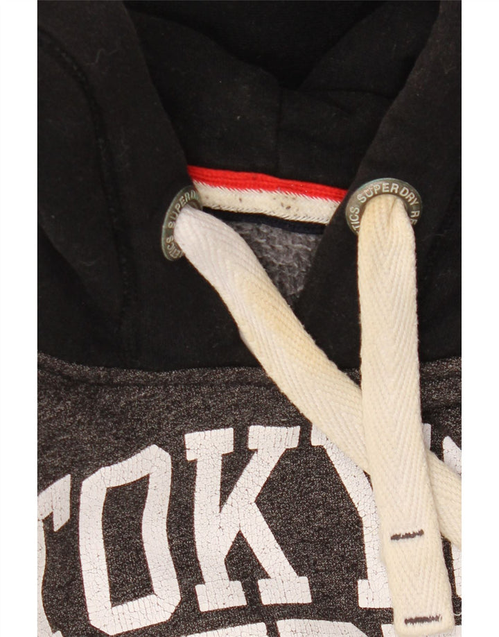 SUPERDRY Mens Track & Field Graphic Hoodie Jumper Large Grey Colourblock