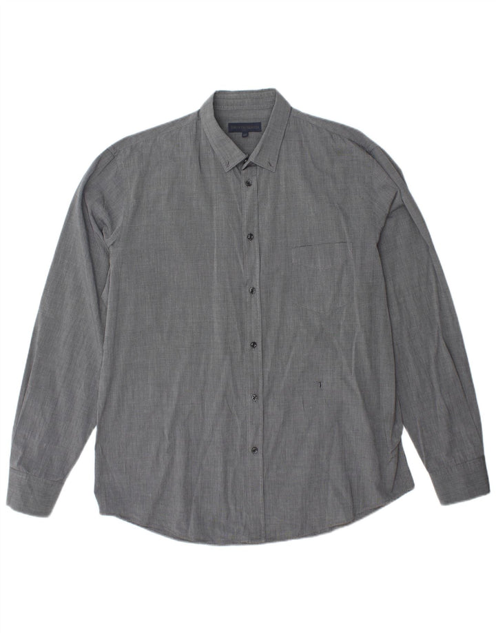 TRUSSARDI Mens Shirt Size 43 Large Grey Pinstripe