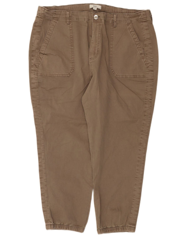 Marks & Spencer Womens High Waist Cropped Trousers UK 20 2XL W40 L24 Beige