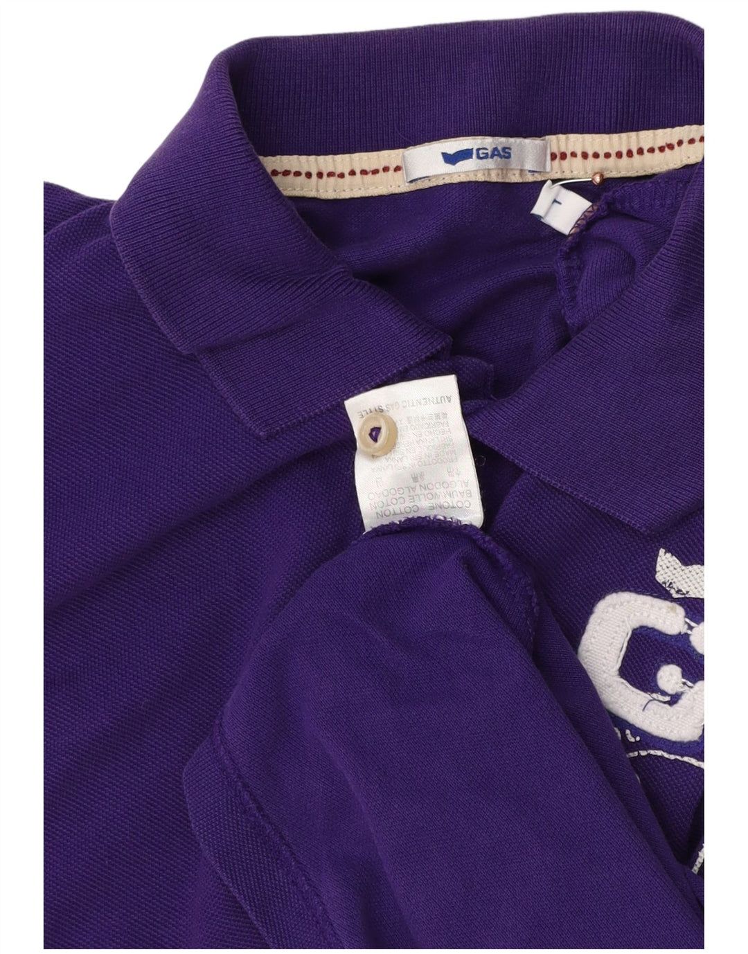 GAS Mens Graphic Polo Shirt Large Purple Cotton