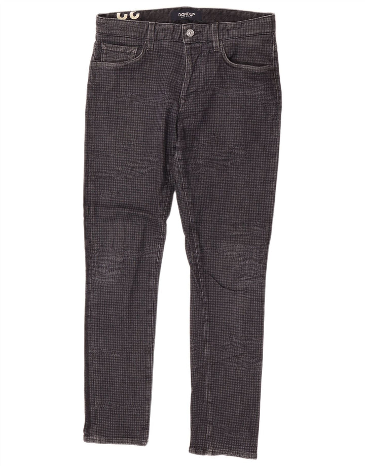Dondup Mens Slim Jeans W32 L30 Grey Houndstooth Cotton