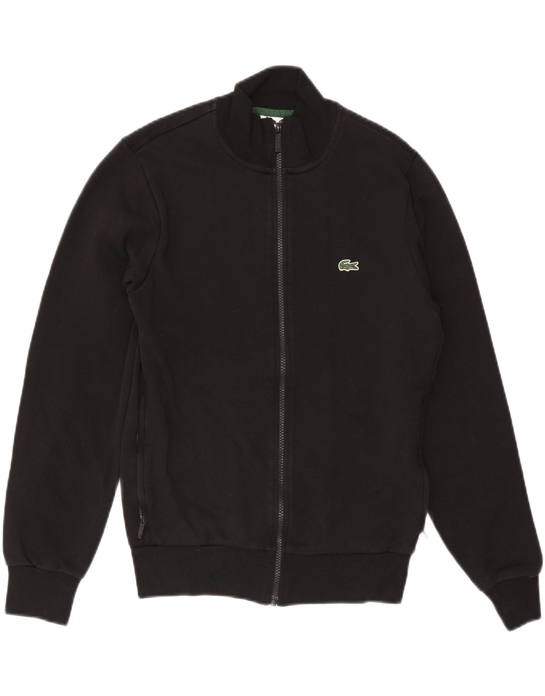 LACOSTE Mens Regular Fit Tracksuit Top Jacket Size 3 Small Black Cotton