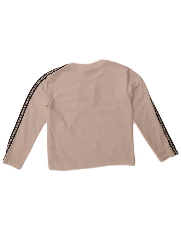 Champion Boys Graphic Top Long Sleeve 9-10 Years Medium White Cotton