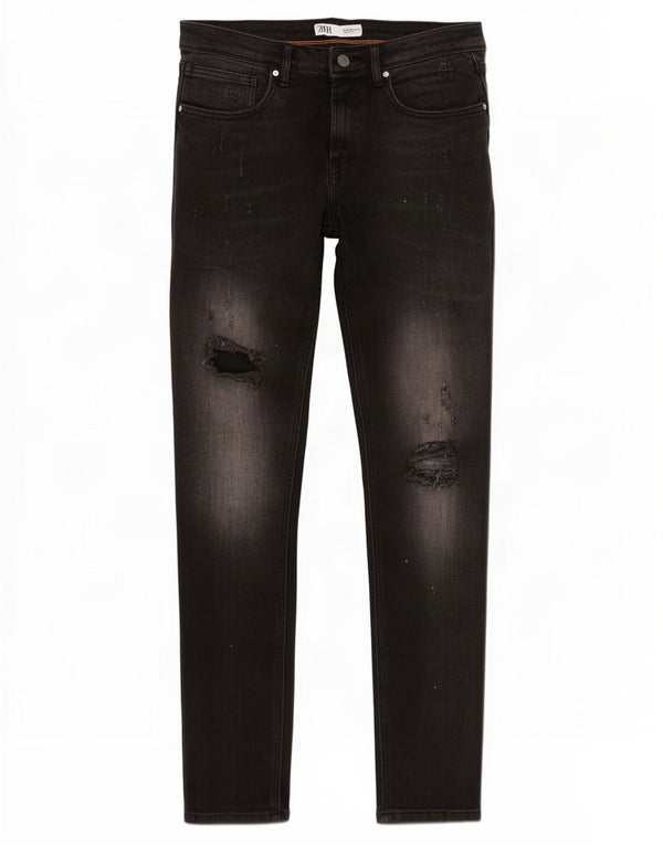 Zara Mens Distressed Skinny Jeans EU 38 Small W30 L30 Grey
