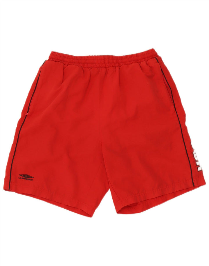 Umbro Mens Graphic Sport Shorts Small Red Polyester