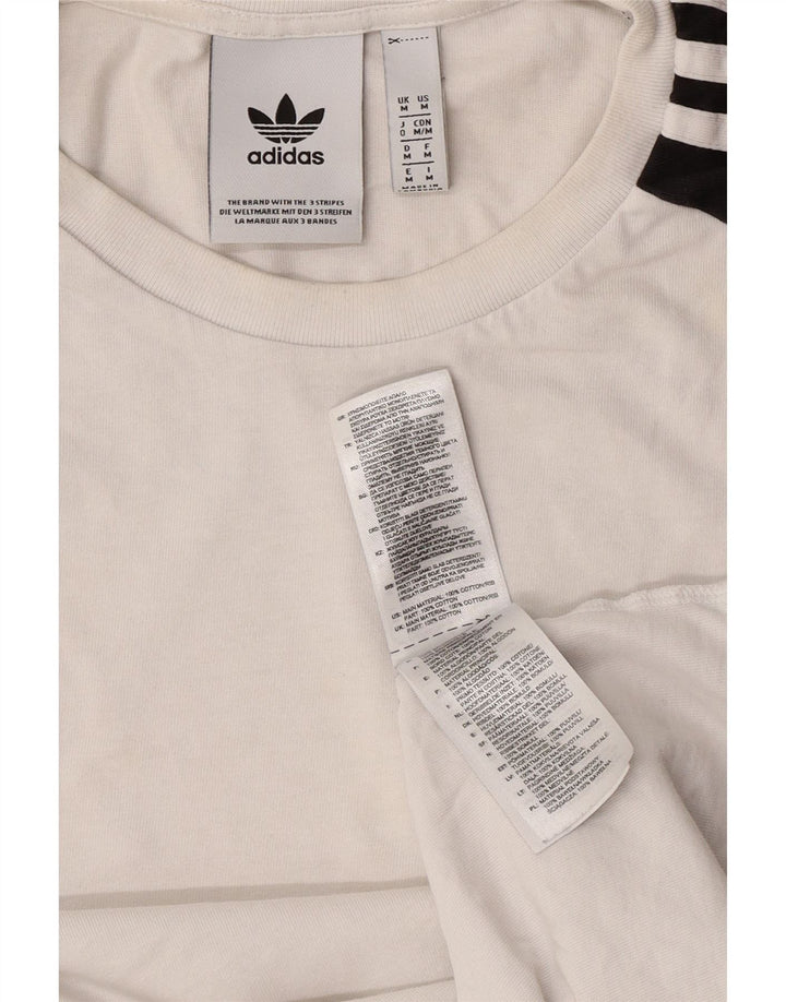 Adidas Mens T-Shirt Top Medium White Colourblock Cotton
