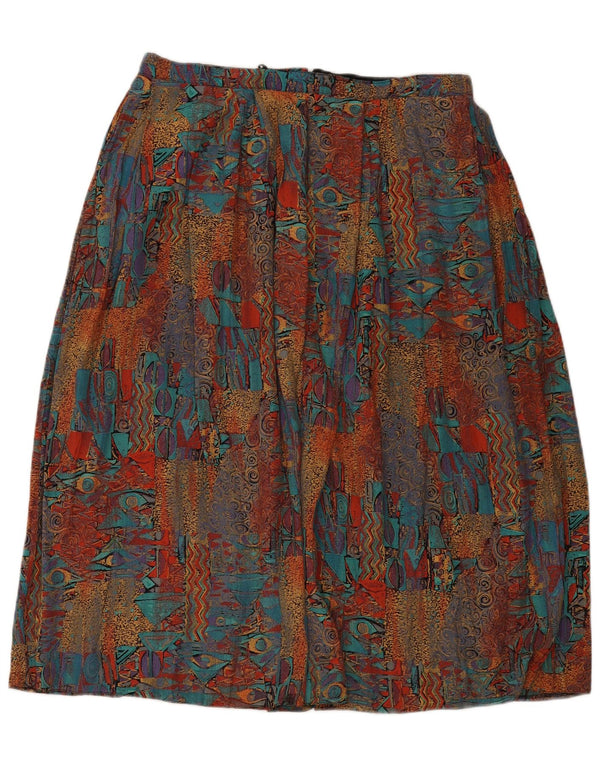 Vintage Womens A-Line Skirt UK 8 Small W34 Multicoloured Geometric Viscose