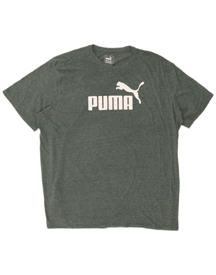 PUMA Mens Graphic T-Shirt Top 3XL Green Flecked