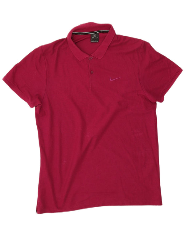 Nike Mens Dri Fit Polo Shirt Large Burgundy Cotton