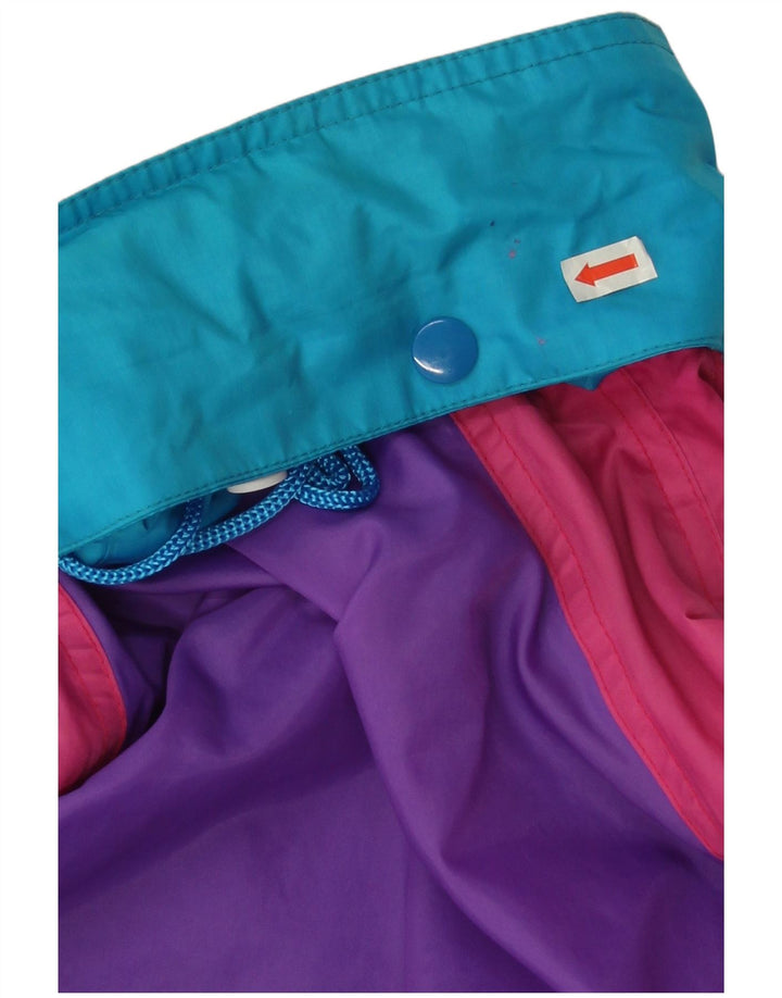 Vintage Womens Hooded Oversized Rain Jacket UK 14 Medium Blue Colourblock