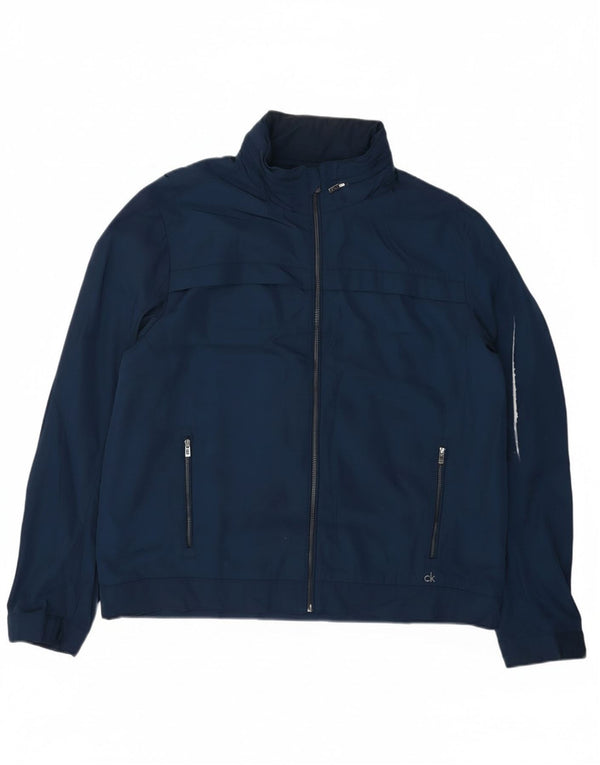 Calvin Klein Mens Bomber Jacket UK 42 XL Navy Blue Polyester
