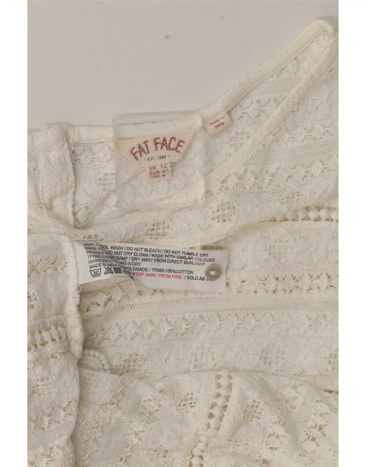 Fat Face Womens See Through Shirt Blouse UK 12 Medium White Cotton