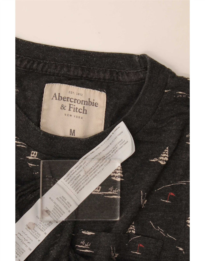 Abercrombie & Fitch Mens Abstract Pattern T-Shirt Top Medium Grey Cotton