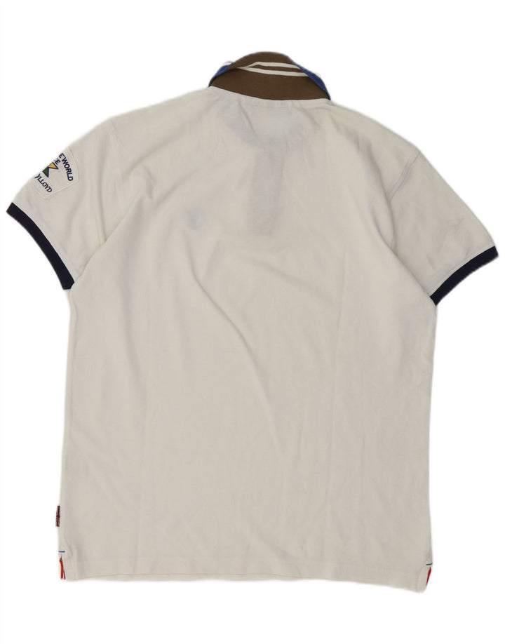 HENRI LLOYD Mens Rugby Polo Shirt XL White Cotton