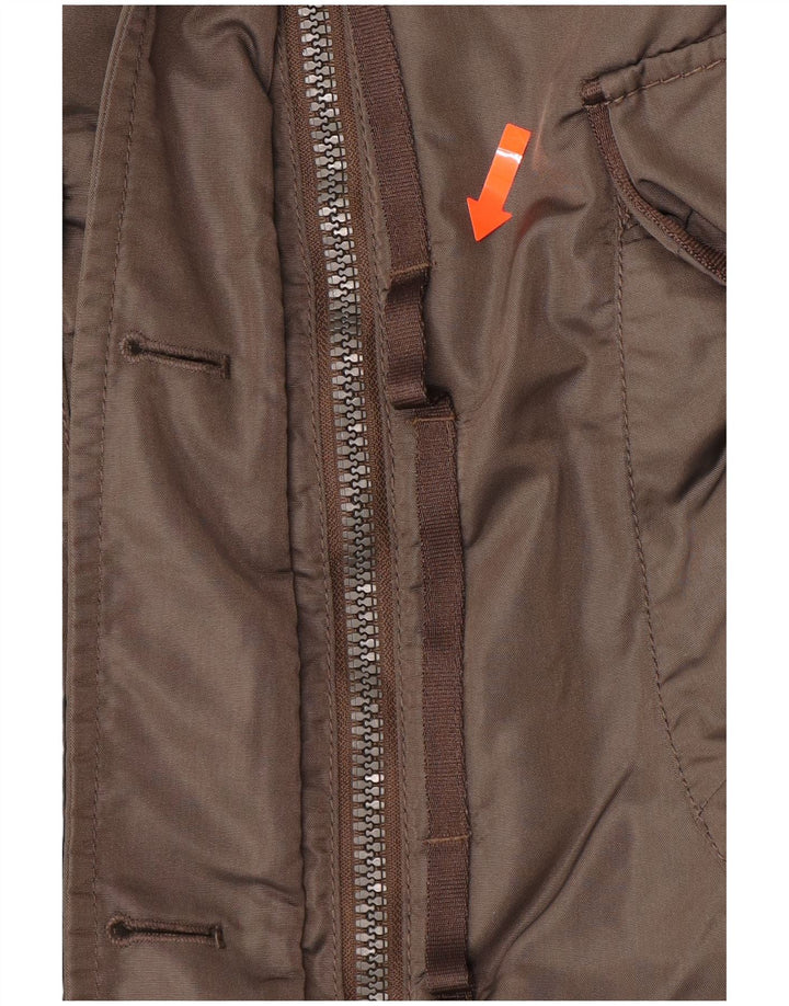 PEUTEREY Womens Hooded Padded Coat IT 40 Small Khaki Polyester