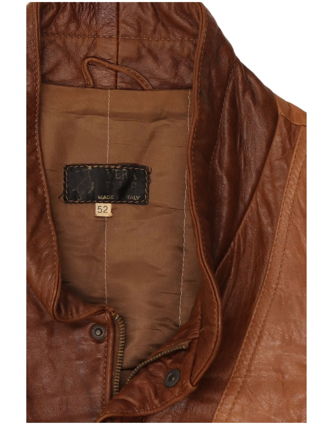 Vintage Mens Leather Jacket IT 52 XL Brown Colourblock Leather