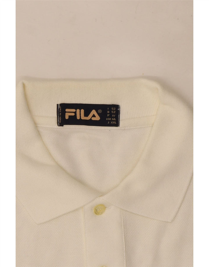 Fila Mens Tall Polo Shirt Large White Cotton