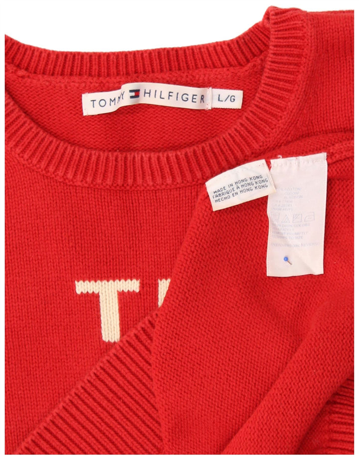 TOMMY HILFIGER Girls Boat Neck Jumper Sweater 14-15 Years Large  Red