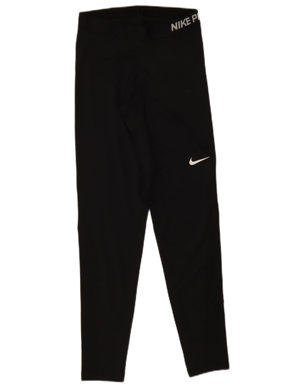 Nike Womens Dri Fit Graphic Leggings UK 12 Medium  Black Polyester