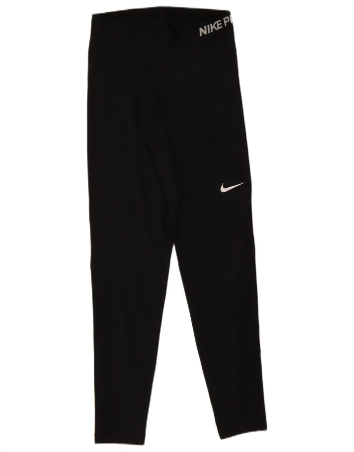 Nike Womens Dri Fit Graphic Leggings UK 12 Medium  Black Polyester