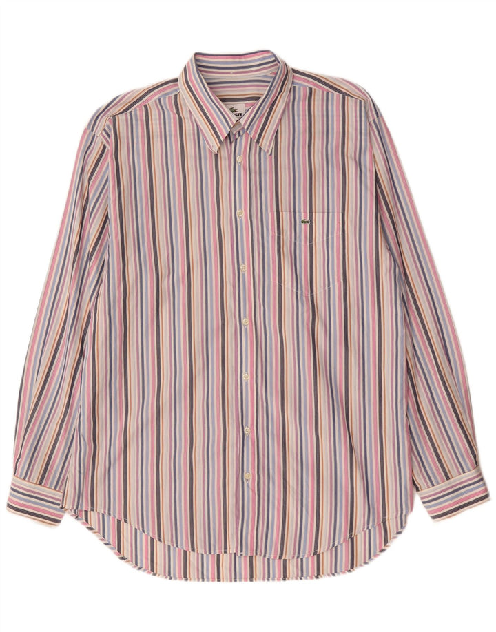 LACOSTE Mens Shirt Size 44 XL Multicoloured Striped Cotton