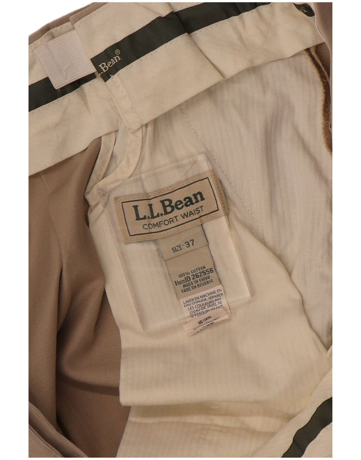 L.L.BEAN Mens Pegged Chino Trousers W37 L31 Beige Cotton