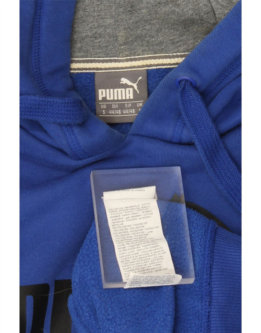 PUMA Mens Graphic Hoodie Jumper Small Blue Cotton