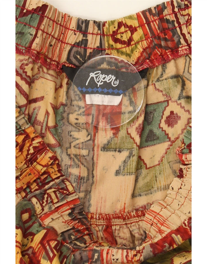 ROPER Womens A-Line Skirt Small W32  Beige Geometric Cotton Vintage Roper and Second-Hand Roper from Messina Hembry 