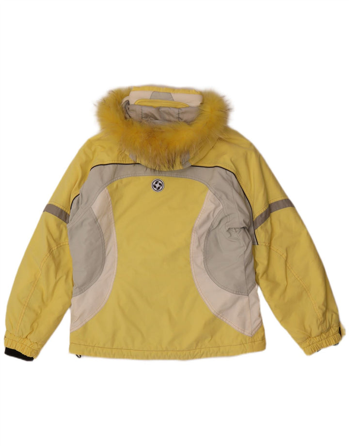 Colmar Womens Hooded Ski Jacket EU 42 XL Yellow Colourblock Polyamide