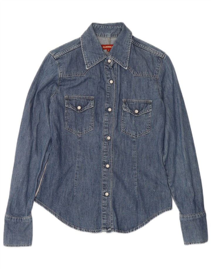 CARRERA Womens Denim Shirt UK 10 Small Blue Cotton