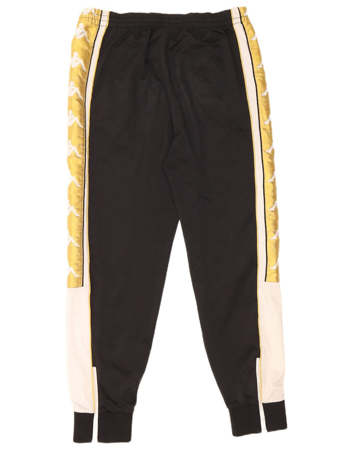 KAPPA Mens Graphic Tracksuit Trousers Joggers Large  Black Colourblock
