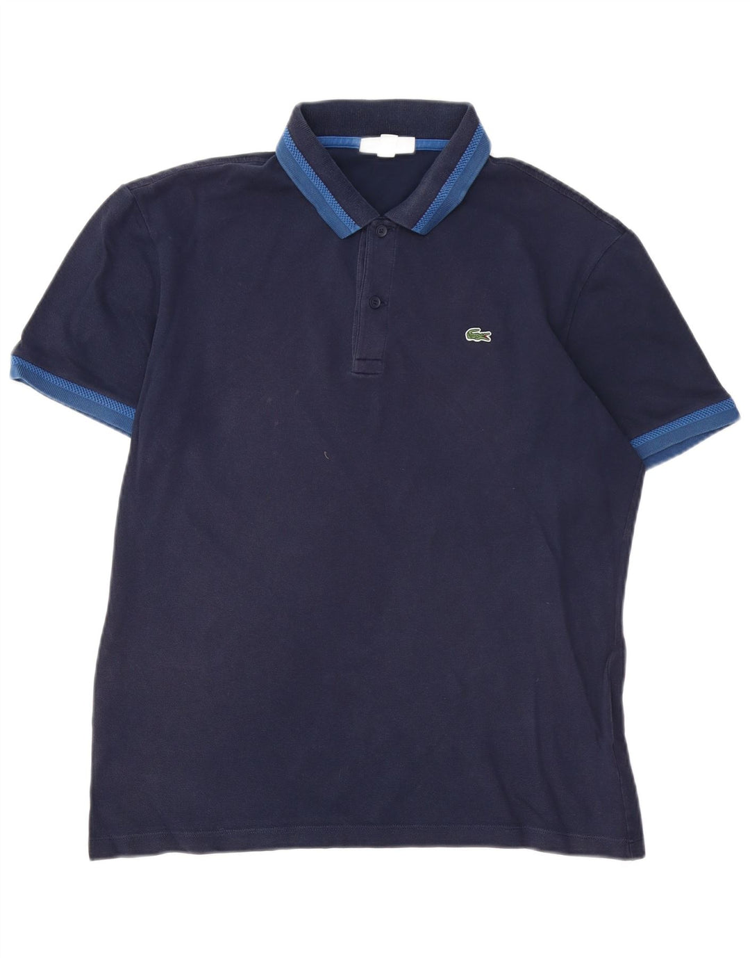 LACOSTE Mens Slim Fit Polo Shirt Size 5 Large Navy Blue Cotton