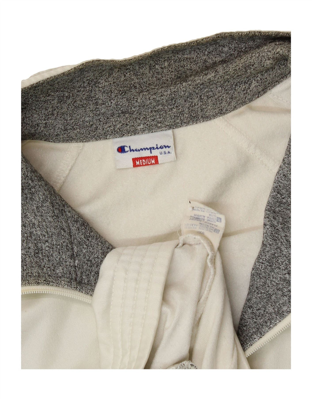 CHAMPION Mens Graphic Tracksuit Top Jacket Medium White Polyester Vintage Champion and Second-Hand Champion from Messina Hembry 
