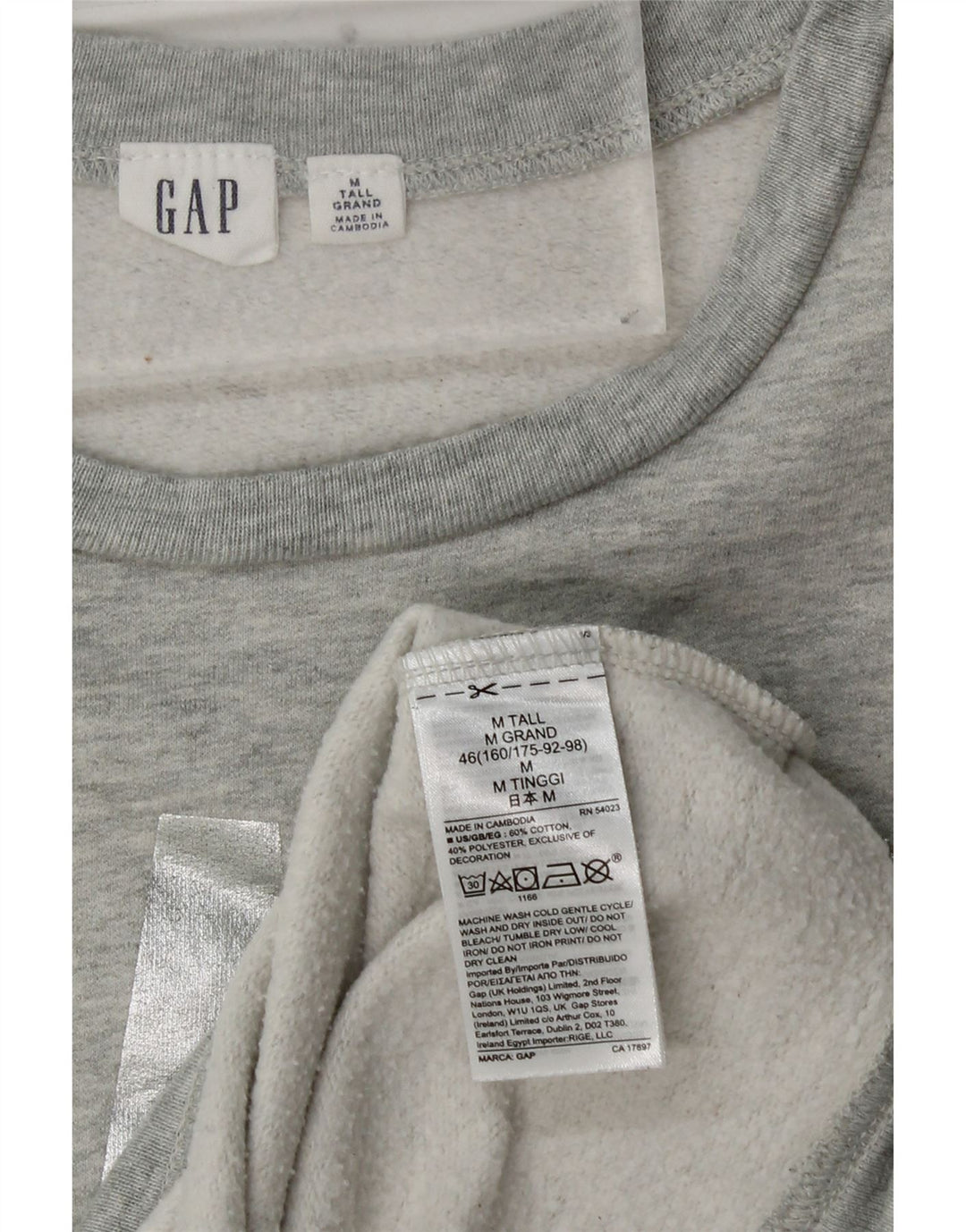 GAP Womens Tall Graphic Sweatshirt Jumper UK 14 Medium Grey Cotton