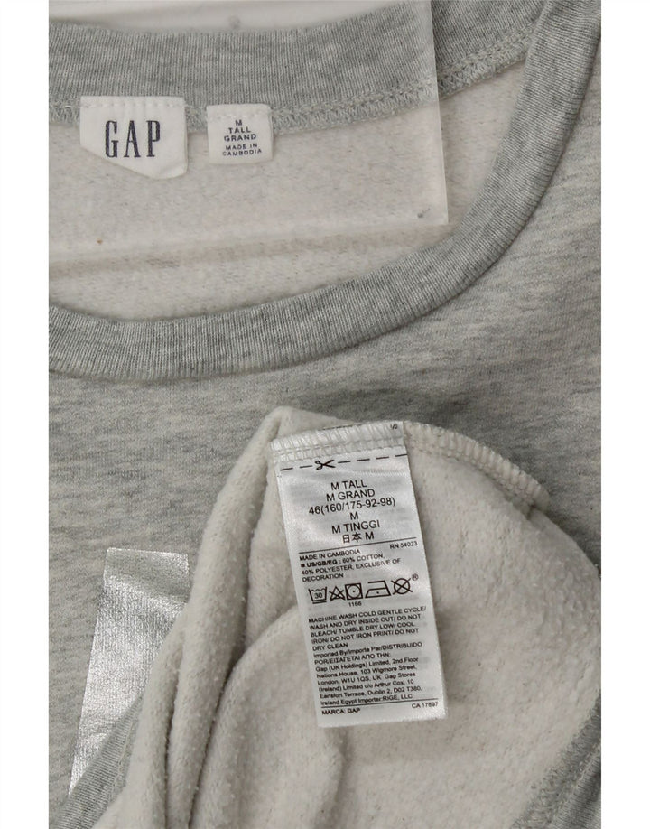 GAP Womens Tall Graphic Sweatshirt Jumper UK 14 Medium Grey Cotton
